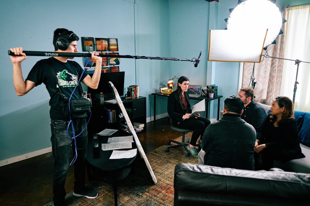 Shooting a few short films at the living room location